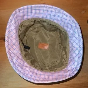 Coach | Accessories | Coach Pink Plaid Bucket Hat W Leather  display picture 1